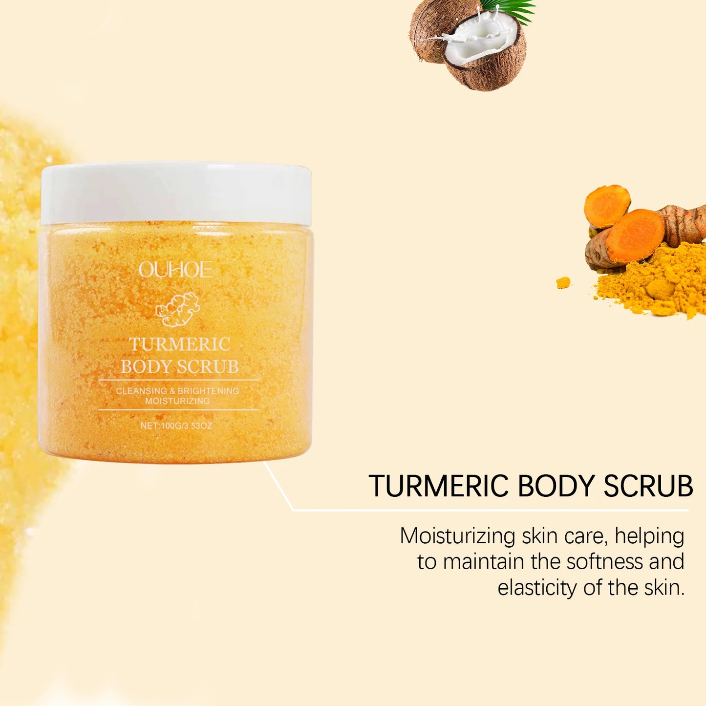 Turmeric Body Scrub Gentle Exfoliating Remove Dead Skin Moisturizing Rejuvenating Brightening Pore Cleaning Smooth Skin Care