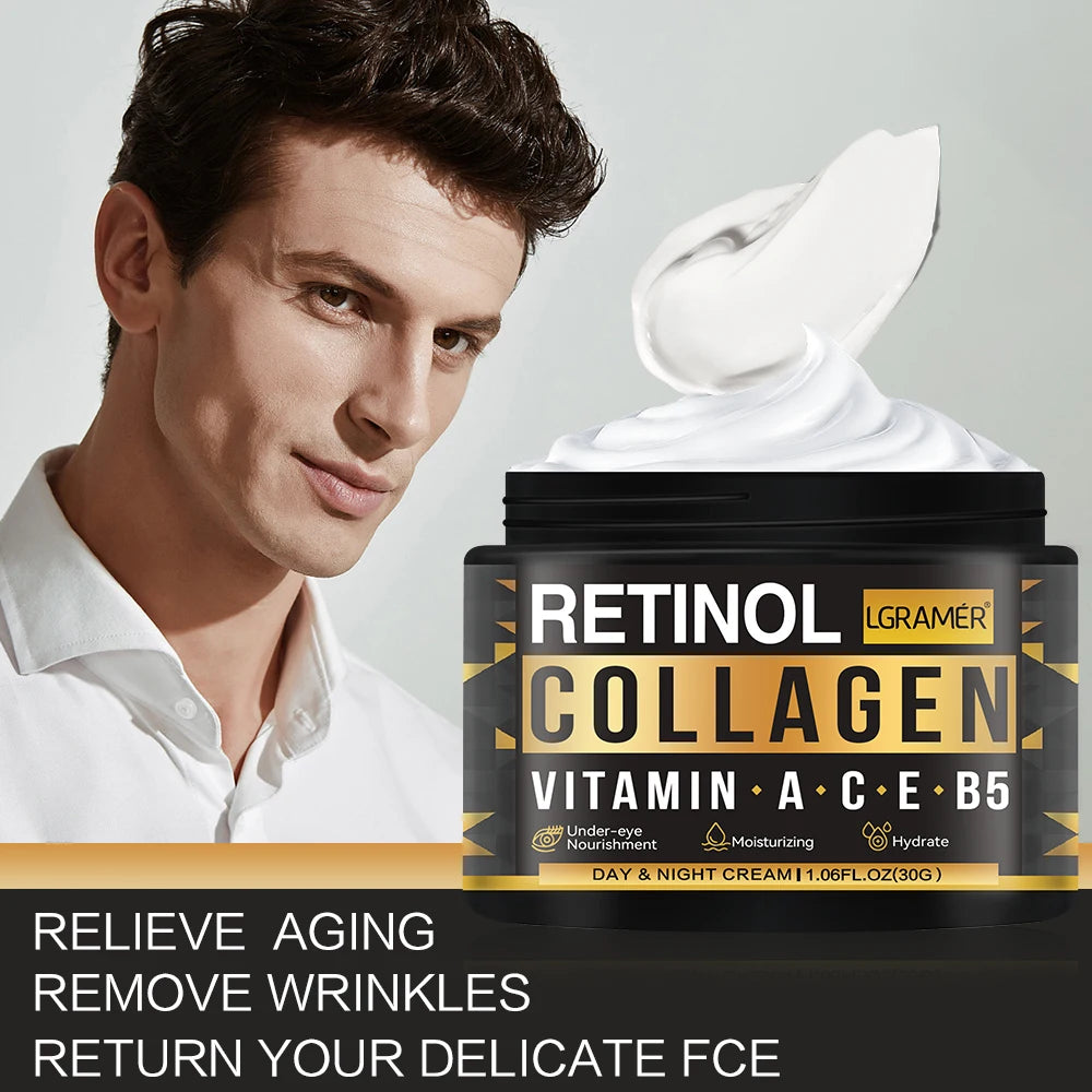 Retinol Collagen Men's Face Cream Skincare Moisturizing Brightening Hydrating Smooth Wrinkles Firming Facial Face Men Skin Care