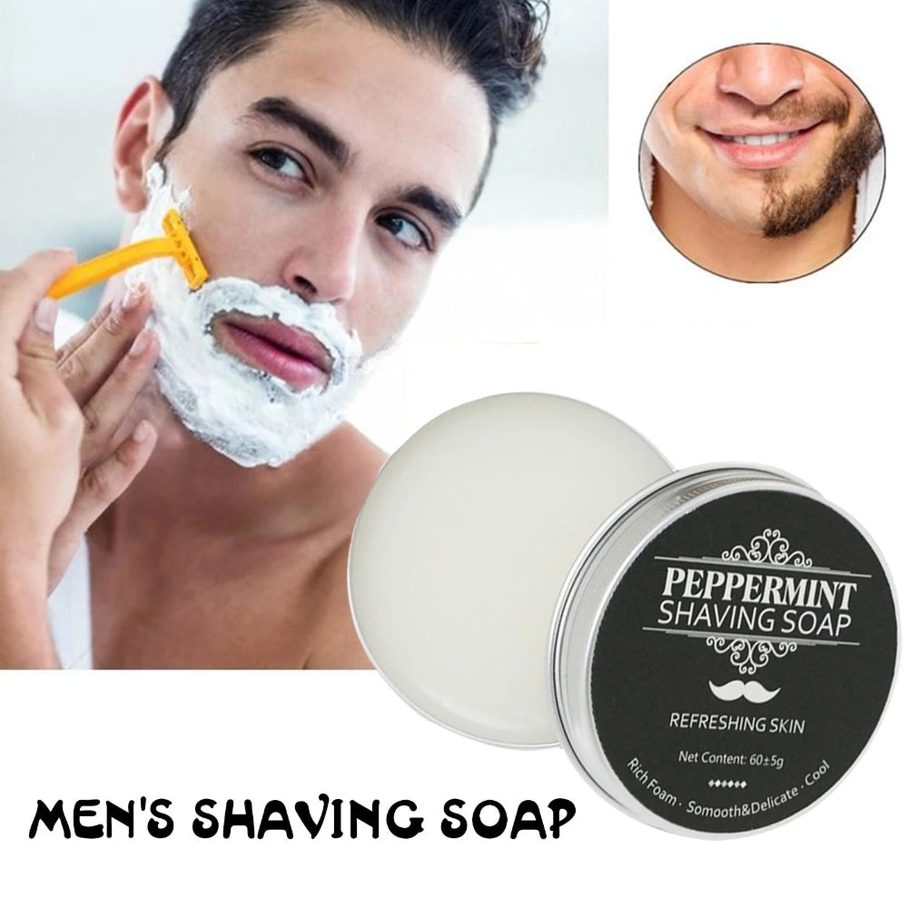 Hand Made Smooth Texture Mens Beard Shaving Soap Dense Bar Keep The Face Fresh and Clean Organic Foam Shaving Cream for Men