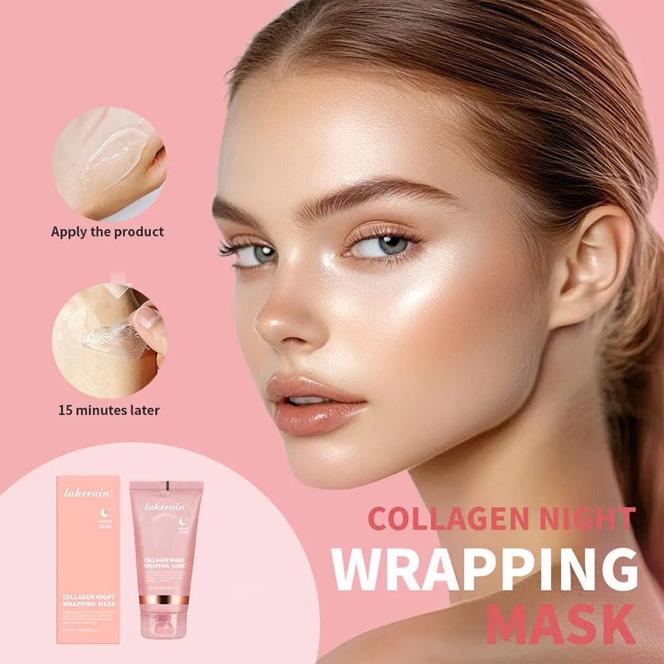 Lakerain Collagen Night Wrapping Mask Elasticity Hydration Care Reduces Sagging & Dullness Hydrolyzed Collagen For Glowing Skin