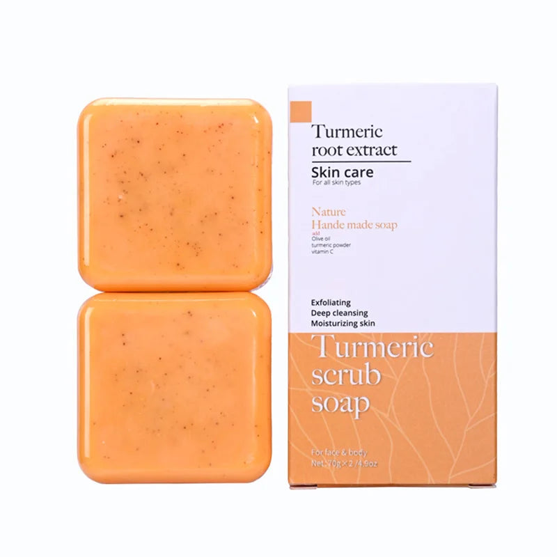 Turmeric Scrub Soap Solid Face Wash with Kojic Acid Olive Oil Minerals Natural Ingredients Skincare Body Use