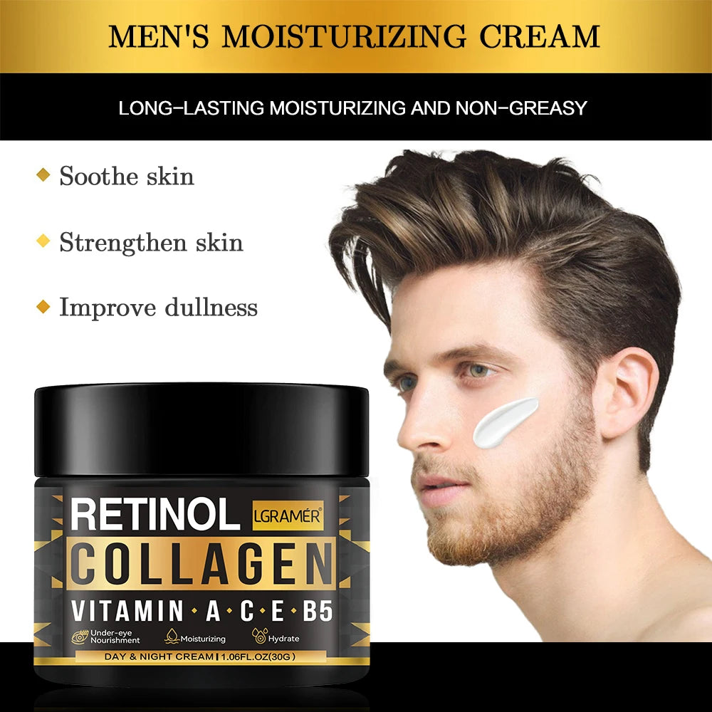 Retinol Collagen Men's Face Cream Skincare Moisturizing Brightening Hydrating Smooth Wrinkles Firming Facial Face Men Skin Care