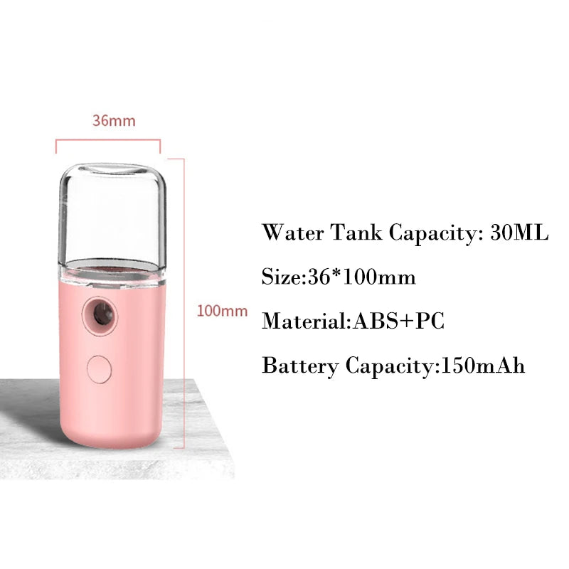 Mini USB Nano Facial Mister Handy Cool Mist Spray Machine Face Hydration Sprayer Nano Facial Moisturizing Mist Sprayer Face Care