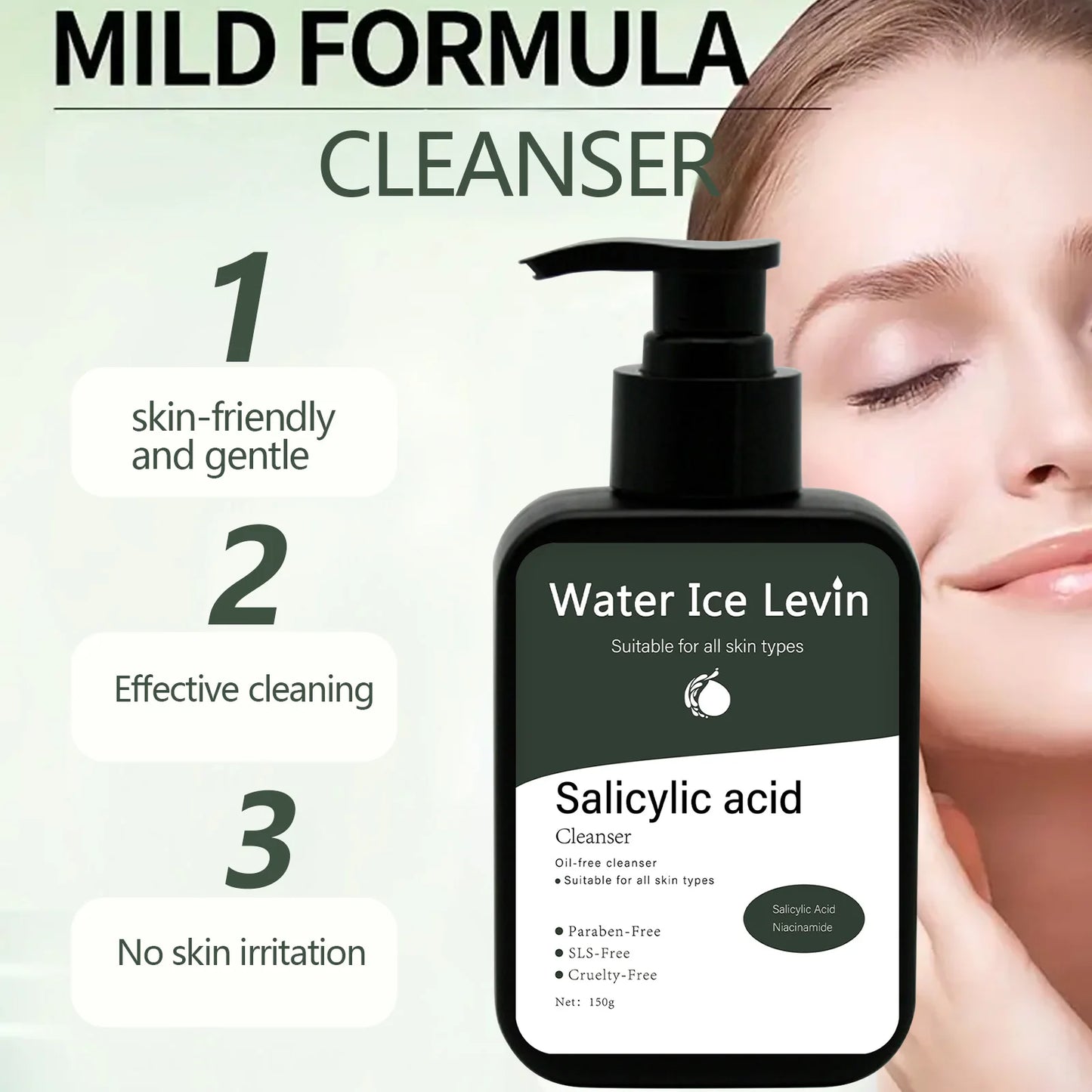 150g Salicylic Acid Facial Cleanser Acne Treatment Moisturizing Oil Control skincare Face Wash Foam Face Cleanser Skin Care