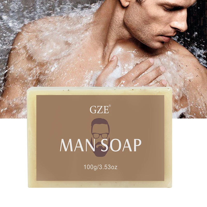 GZE Men's Exfoliating Scrub Bar 3-in-1 Body Face & Shaving Cleanser Hydrating Moisturizing Grooming Soap Men+Care