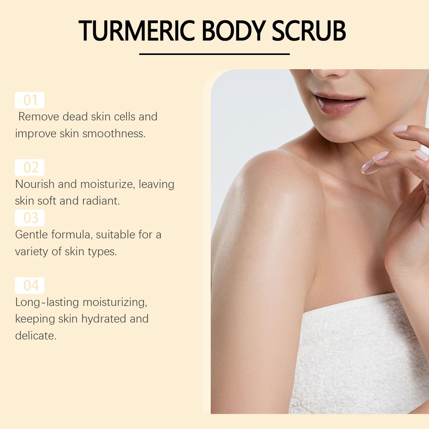 Turmeric Body Scrub Gentle Exfoliating Remove Dead Skin Moisturizing Rejuvenating Brightening Pore Cleaning Smooth Skin Care