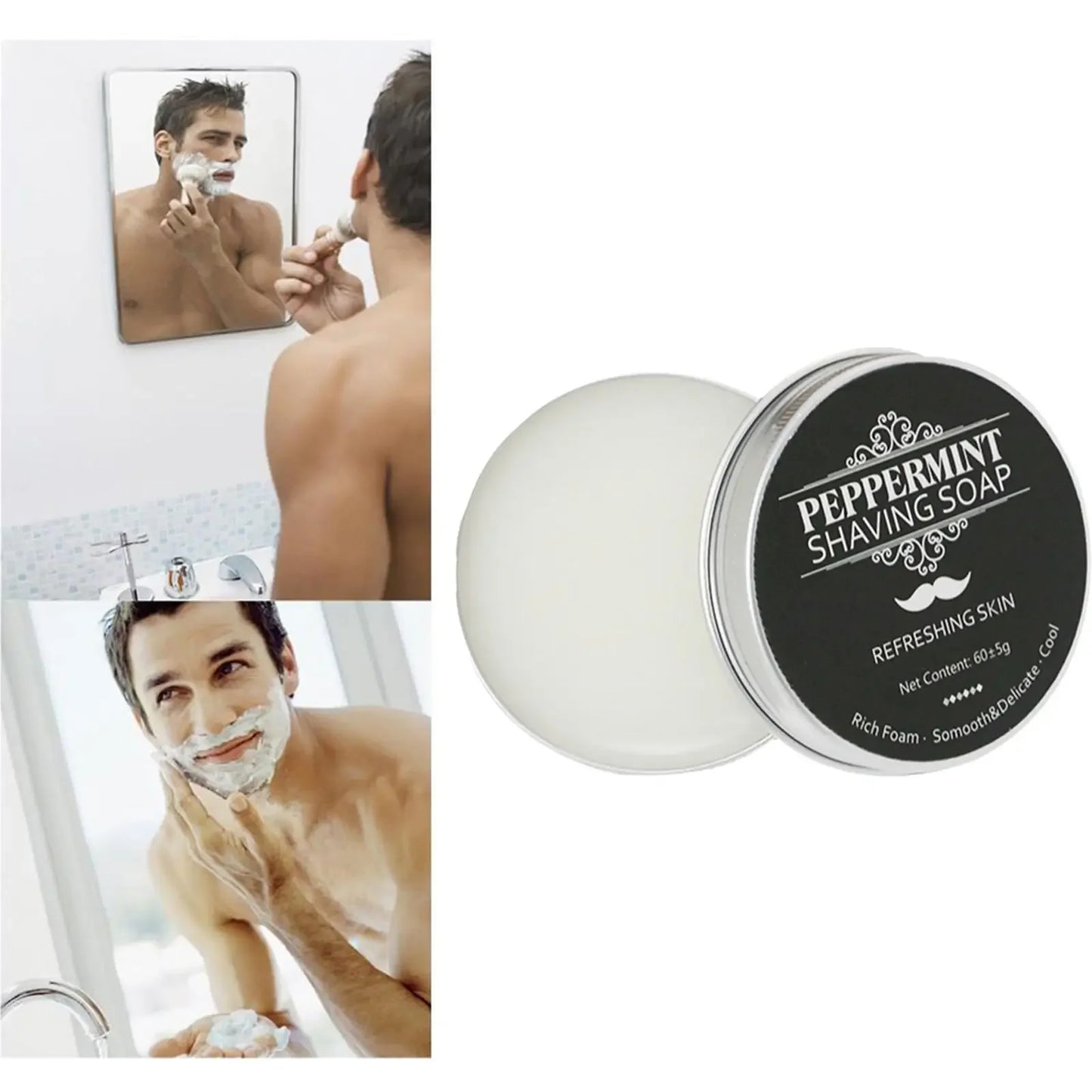 Hand Made Smooth Texture Mens Beard Shaving Soap Dense Bar Keep The Face Fresh and Clean Organic Foam Shaving Cream for Men