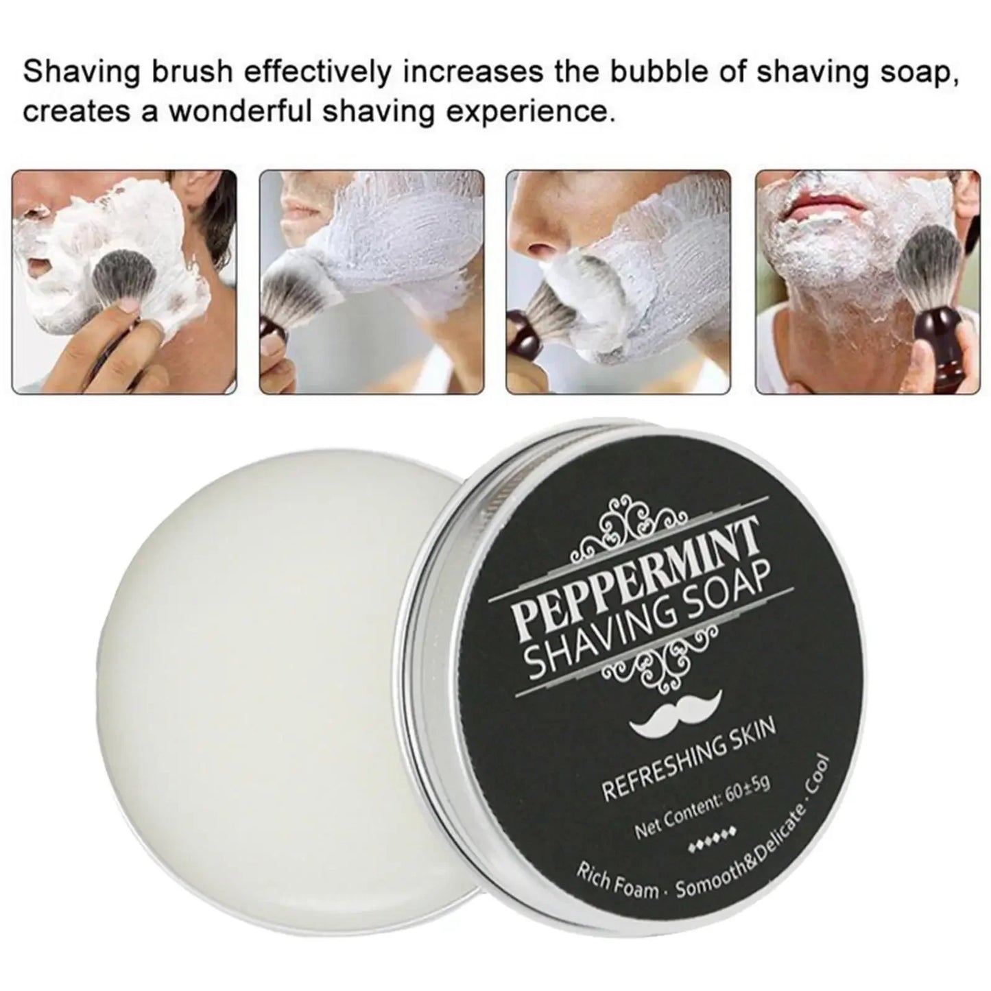 Hand Made Smooth Texture Mens Beard Shaving Soap Dense Bar Keep The Face Fresh and Clean Organic Foam Shaving Cream for Men