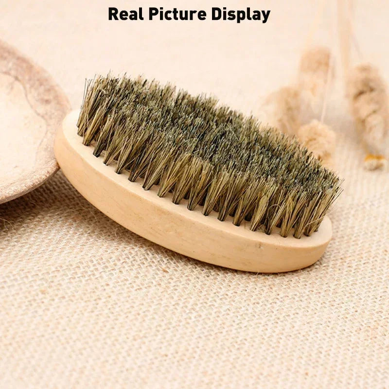 Boar Bristle Wood Beard Brush Kits With Gift Bag Professional Soft Hairdresser Shaving Brush Comb Set Men Mustache Combs