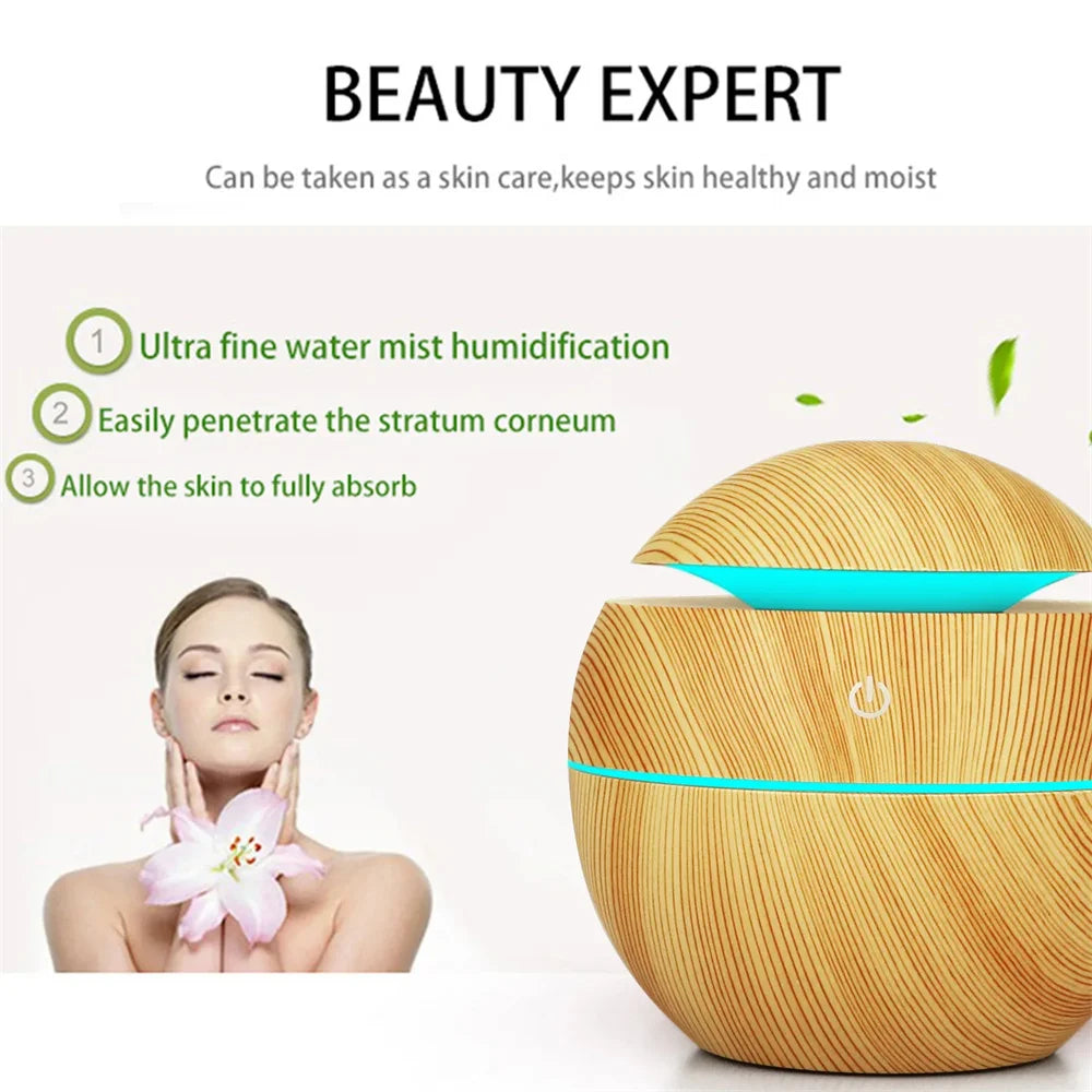 Humidifier Electric Air Aroma Diffuser Wood Ultrasonic Air Humidifier Essential Oil Aromatherapy Cool Mist Maker for Bedroom