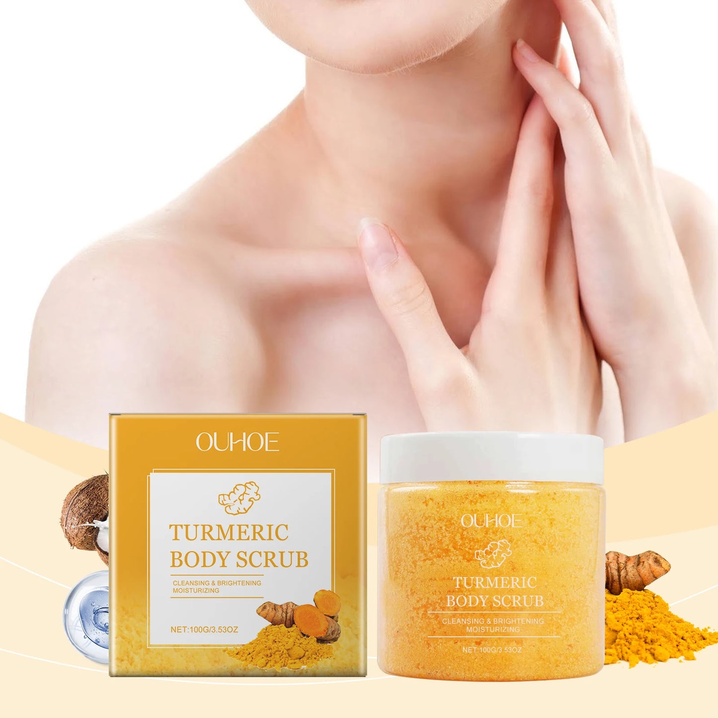 Turmeric Body Scrub Gentle Exfoliating Remove Dead Skin Moisturizing Rejuvenating Brightening Pore Cleaning Smooth Skin Care