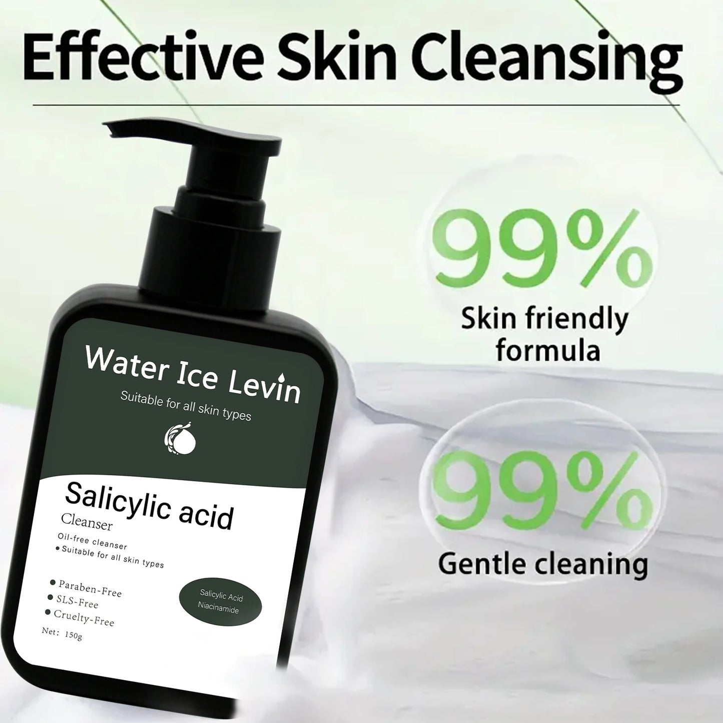 150g Salicylic Acid Facial Cleanser Acne Treatment Moisturizing Oil Control skincare Face Wash Foam Face Cleanser Skin Care